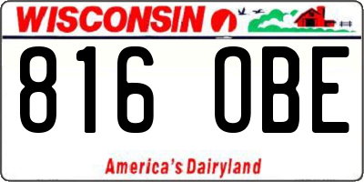 WI license plate 816OBE