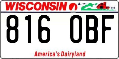 WI license plate 816OBF
