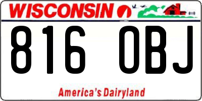 WI license plate 816OBJ