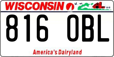 WI license plate 816OBL