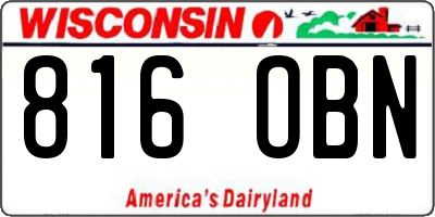 WI license plate 816OBN