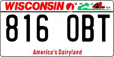 WI license plate 816OBT