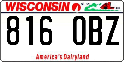 WI license plate 816OBZ