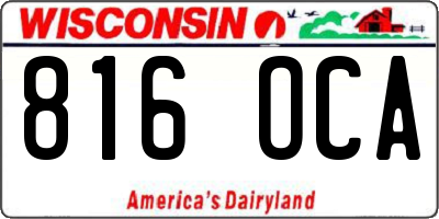 WI license plate 816OCA