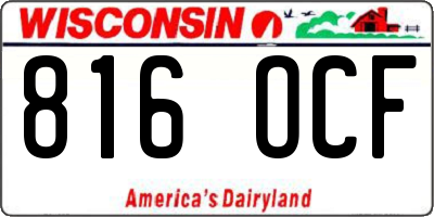 WI license plate 816OCF