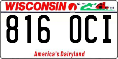 WI license plate 816OCI
