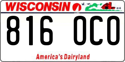 WI license plate 816OCO