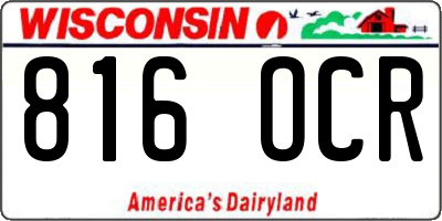 WI license plate 816OCR
