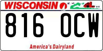 WI license plate 816OCW