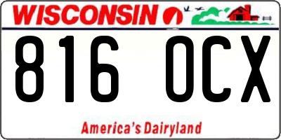 WI license plate 816OCX
