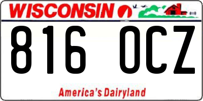 WI license plate 816OCZ
