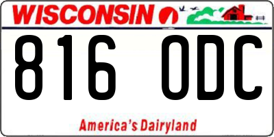 WI license plate 816ODC