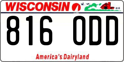 WI license plate 816ODD