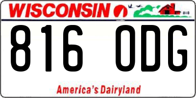 WI license plate 816ODG
