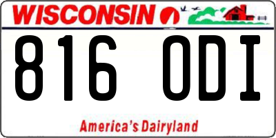 WI license plate 816ODI