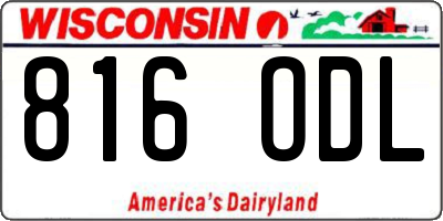 WI license plate 816ODL