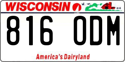 WI license plate 816ODM