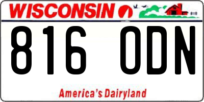 WI license plate 816ODN