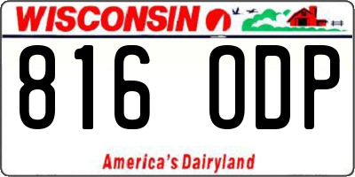 WI license plate 816ODP