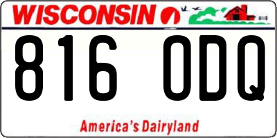 WI license plate 816ODQ