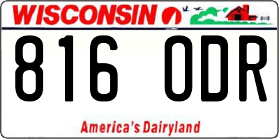 WI license plate 816ODR