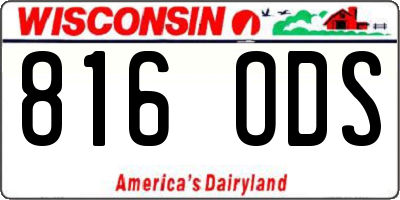 WI license plate 816ODS