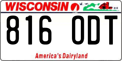 WI license plate 816ODT