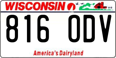 WI license plate 816ODV