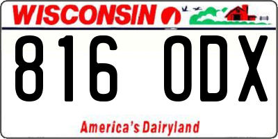 WI license plate 816ODX