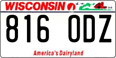 WI license plate 816ODZ