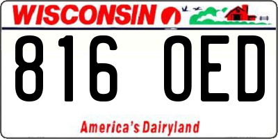 WI license plate 816OED