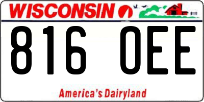 WI license plate 816OEE