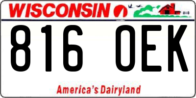 WI license plate 816OEK