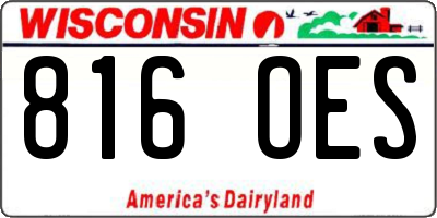 WI license plate 816OES