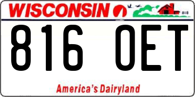 WI license plate 816OET
