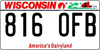 WI license plate 816OFB