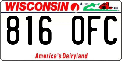 WI license plate 816OFC