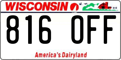WI license plate 816OFF