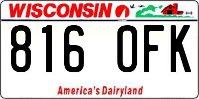 WI license plate 816OFK