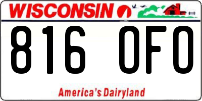 WI license plate 816OFO