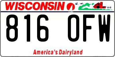 WI license plate 816OFW