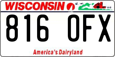 WI license plate 816OFX