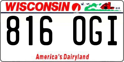 WI license plate 816OGI