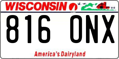 WI license plate 816ONX