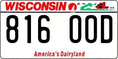 WI license plate 816OOD