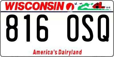 WI license plate 816OSQ