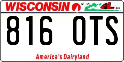 WI license plate 816OTS