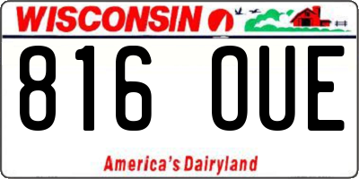 WI license plate 816OUE
