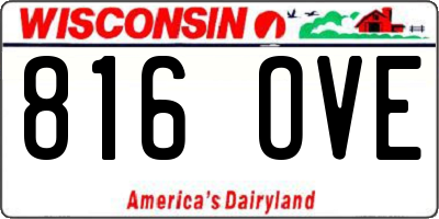 WI license plate 816OVE