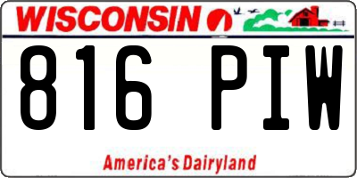WI license plate 816PIW